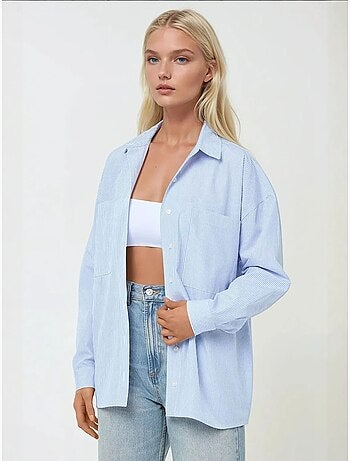 Chemise douce à manches longues et coupe régulière à rayures