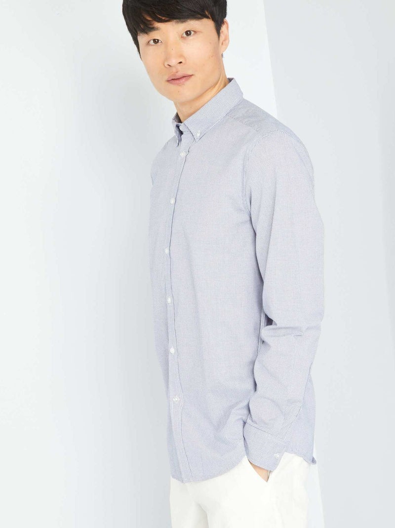Chemise droite à carreaux Blanc/bleu marine - Kiabi