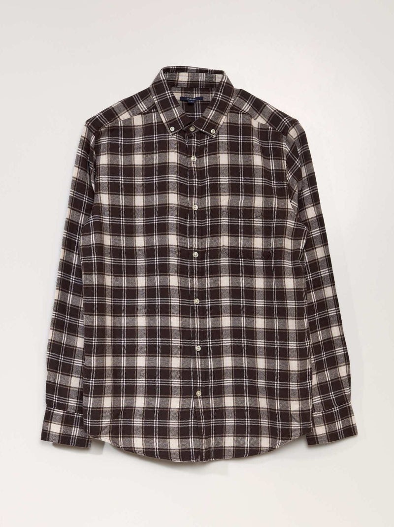 Chemise droite à carreaux Carreaux marron - Kiabi