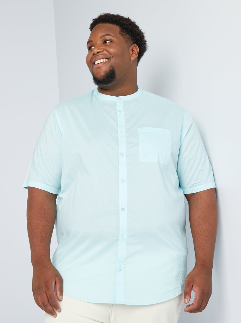 Chemise droite à col mao bleu clair - Kiabi