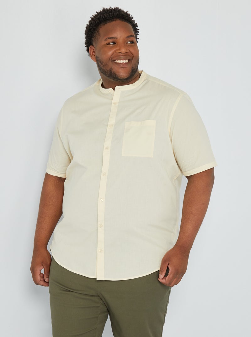 Chemise droite à col mao Jaune clair - Kiabi
