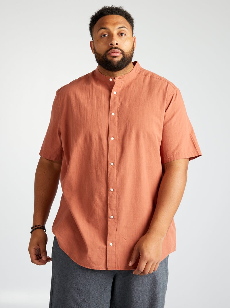 Chemise droite à col mao Terracotta - Kiabi