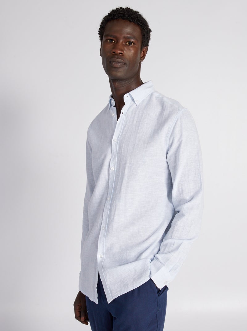 Chemise droite à fines rayures Bleu ciel - Kiabi