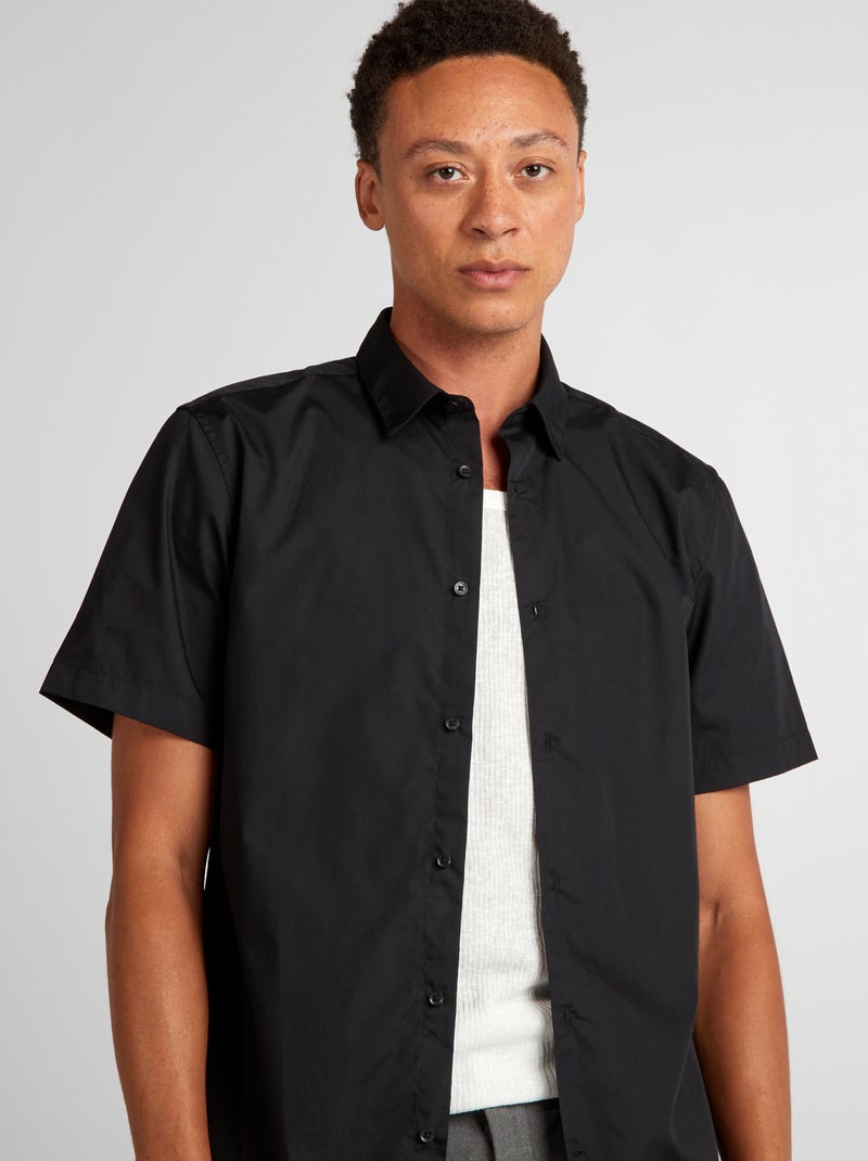 Chemise droite à manches courtes noir - Kiabi