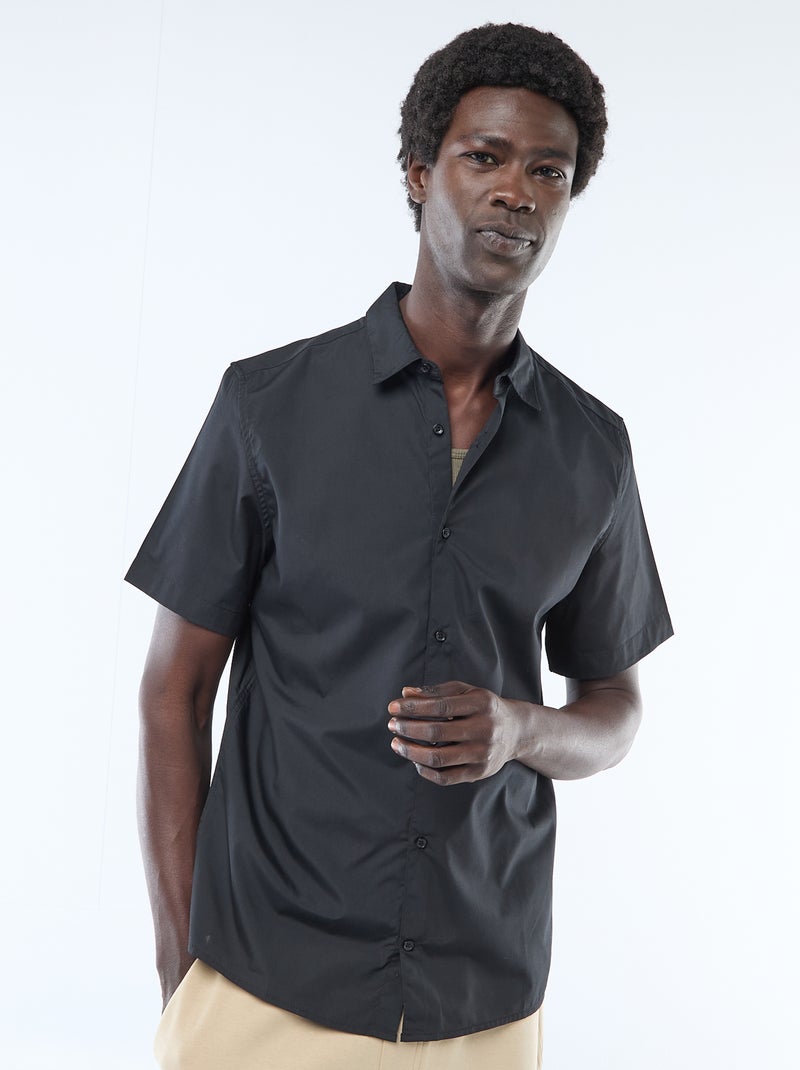 Chemise droite à manches courtes Noir - Kiabi