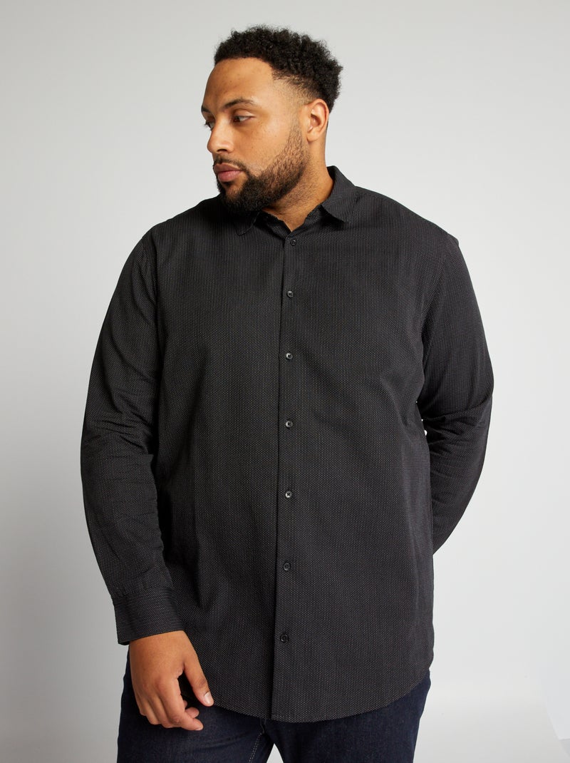 Chemise droite à manches longues Noir - Kiabi