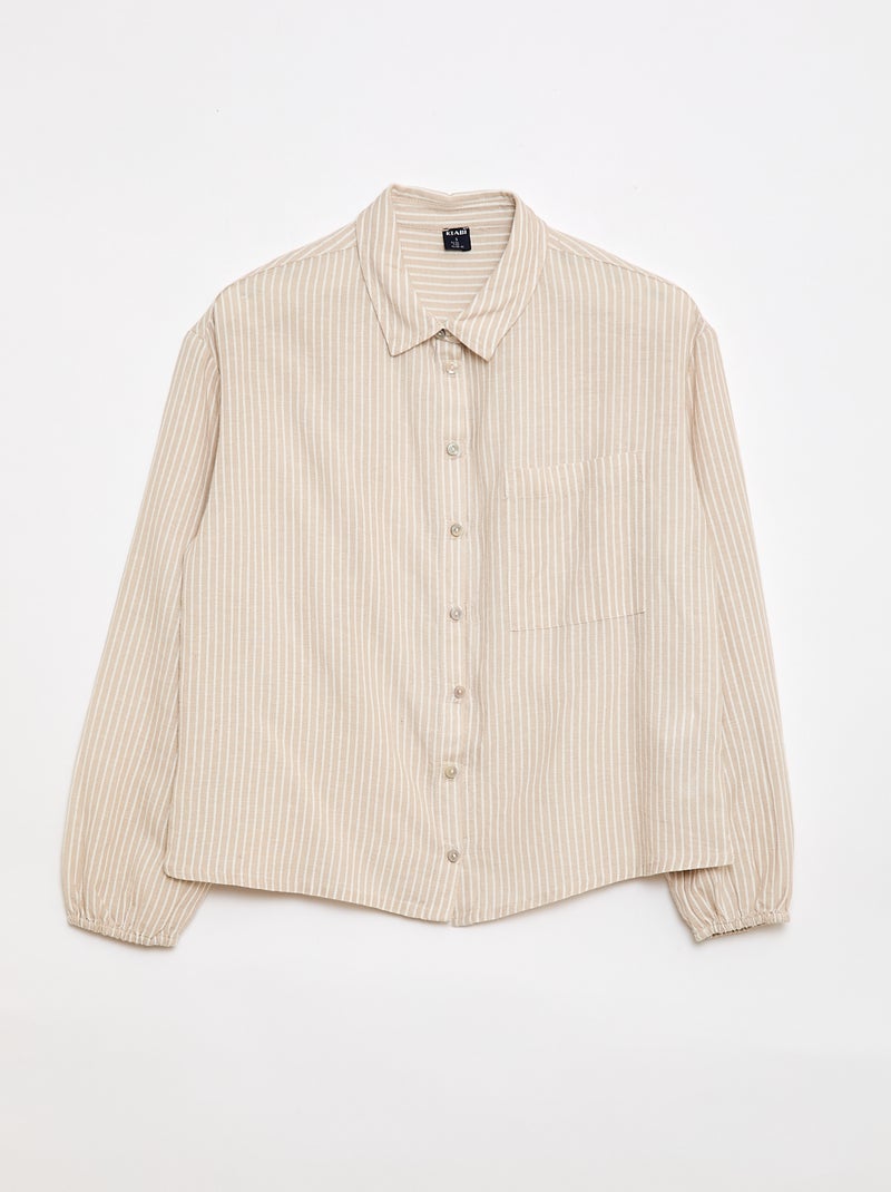 Chemise droite à rayures -  Facile à enfiler Beige - Kiabi
