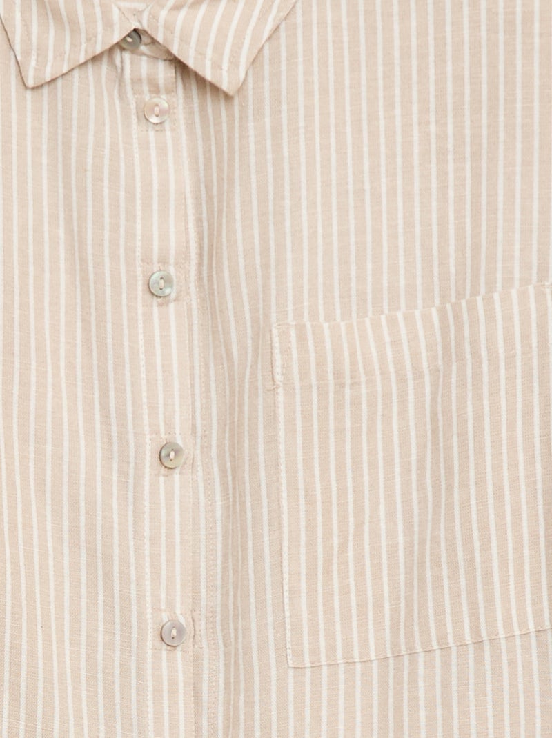 Chemise droite à rayures -  Facile à enfiler Beige - Kiabi