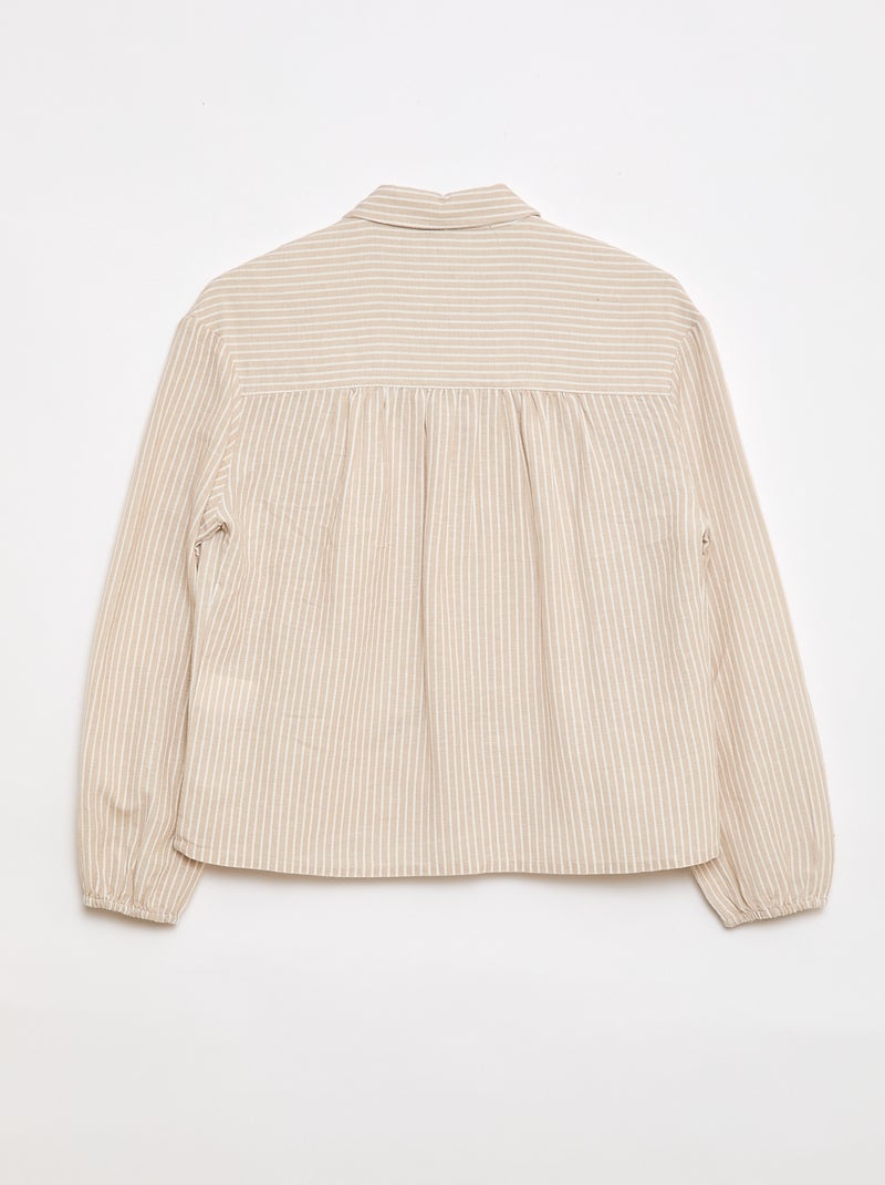 Chemise droite à rayures -  Facile à enfiler Beige - Kiabi
