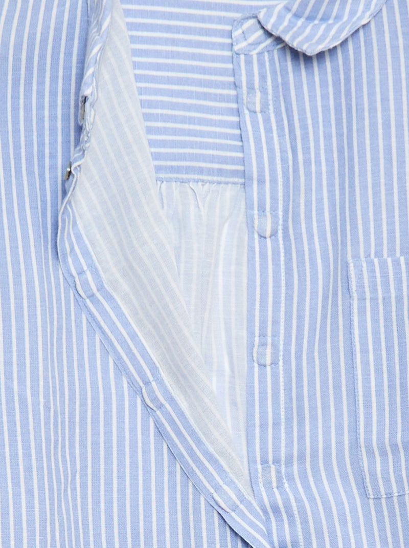 Chemise droite à rayures -  Facile à enfiler Bleu - Kiabi