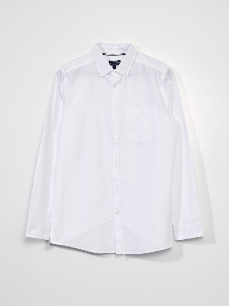 Chemise droite coton oxford blanc - Kiabi