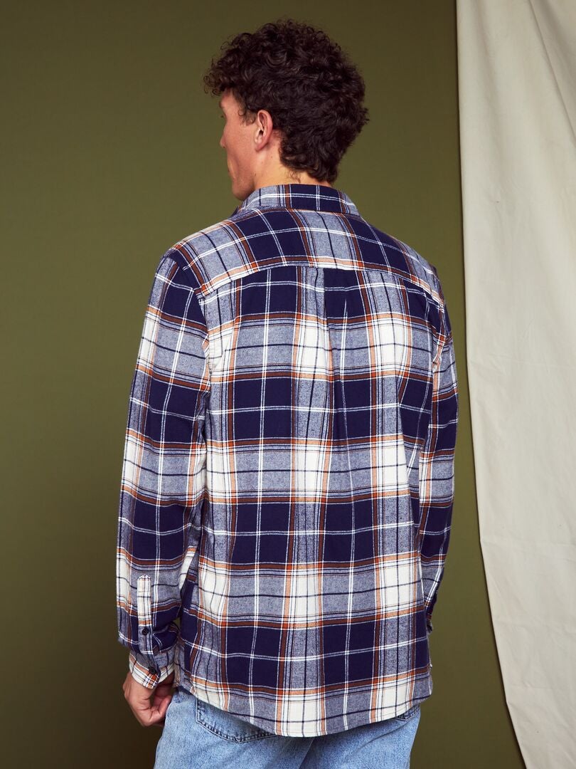 Chemise à Carreaux en Flanelle Bleu Marine XXL
