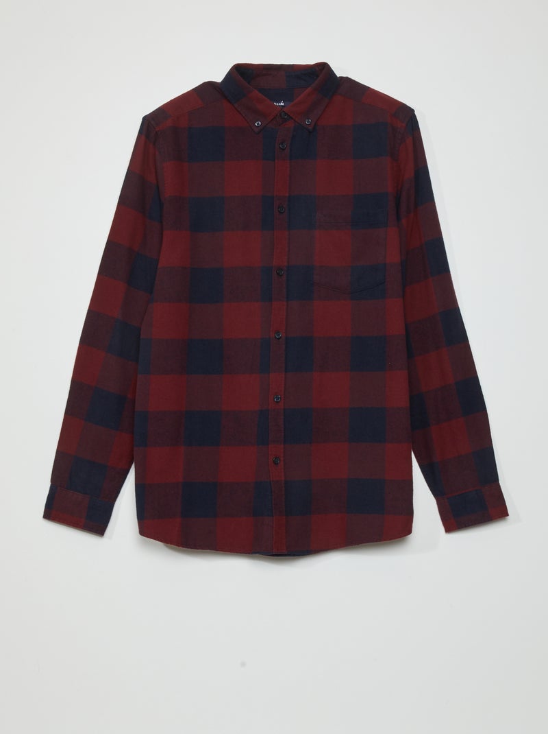 Chemise droite en flanelle Rouge - Kiabi