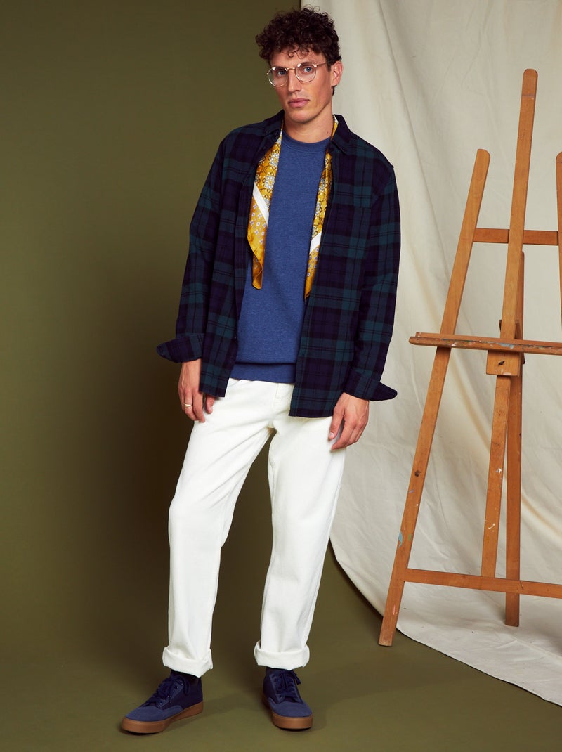 Chemise droite en flanelle Vert/noir - Kiabi