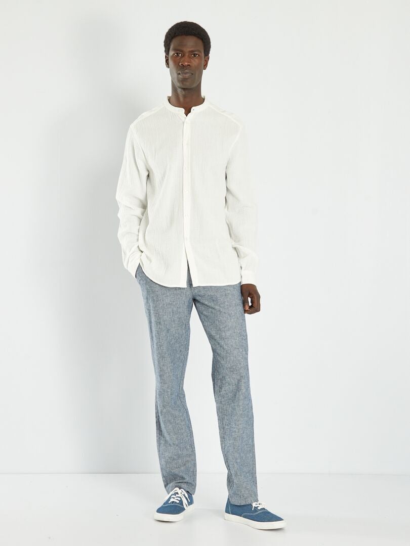 Chemise droite en gaze de coton blanc - Kiabi