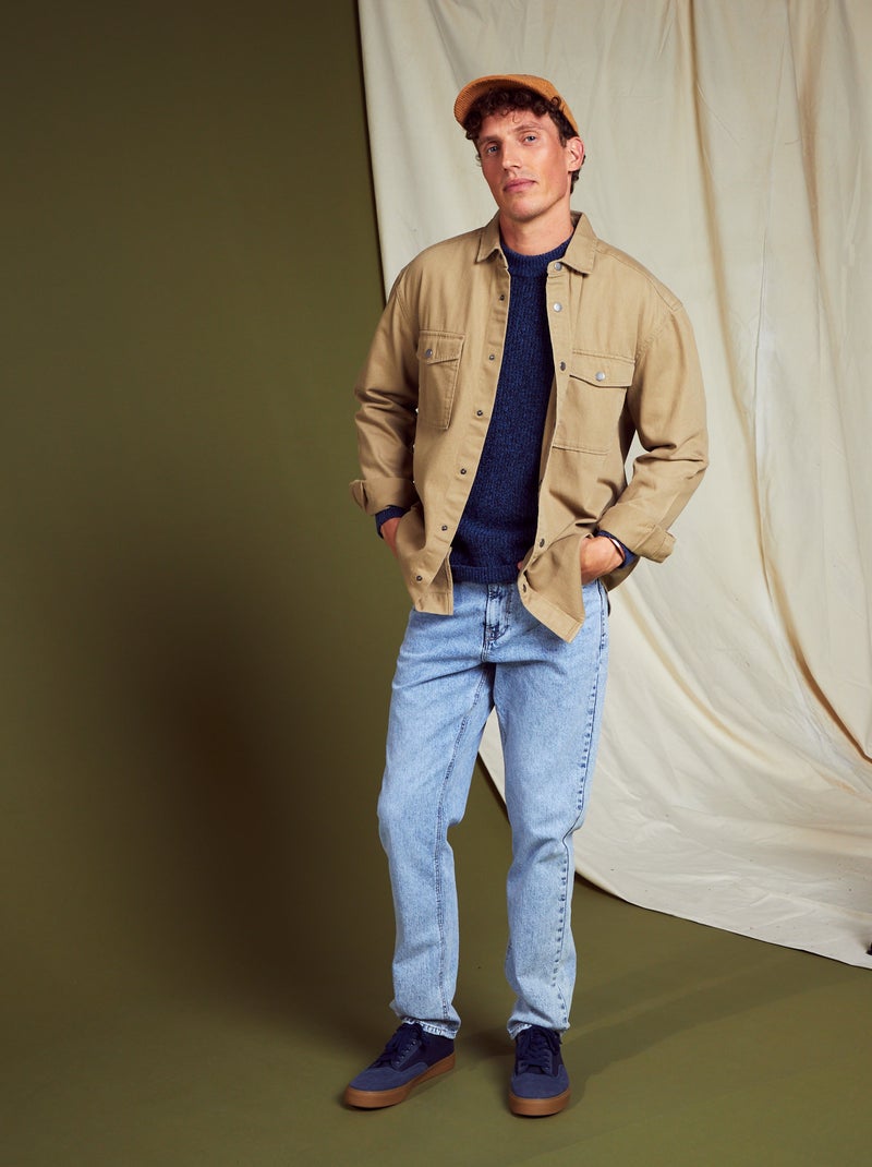 Chemise droite en jean Beige - Kiabi