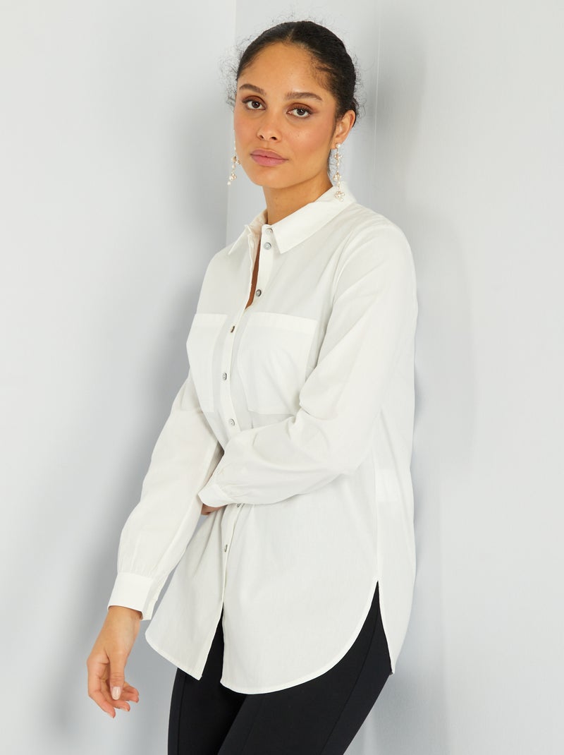 Chemise droite en popeline Blanc - Kiabi
