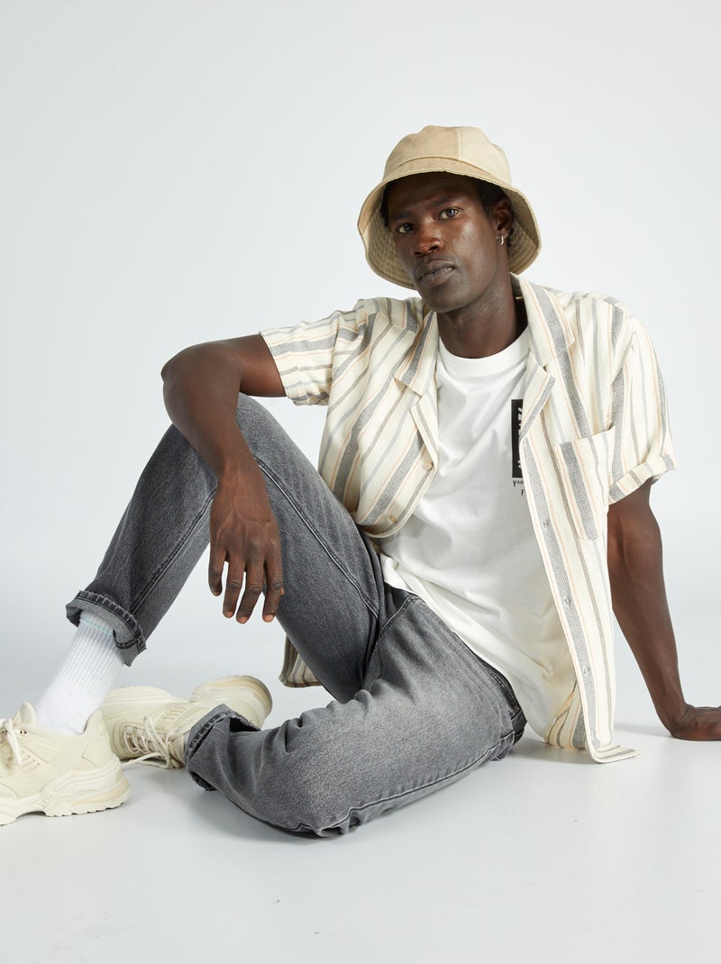 chemise droite esprit aztèque Blanc rayé - Kiabi