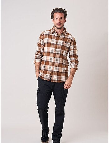 Chemise droite homme à carreaux en 100% coton 'deeluxe'