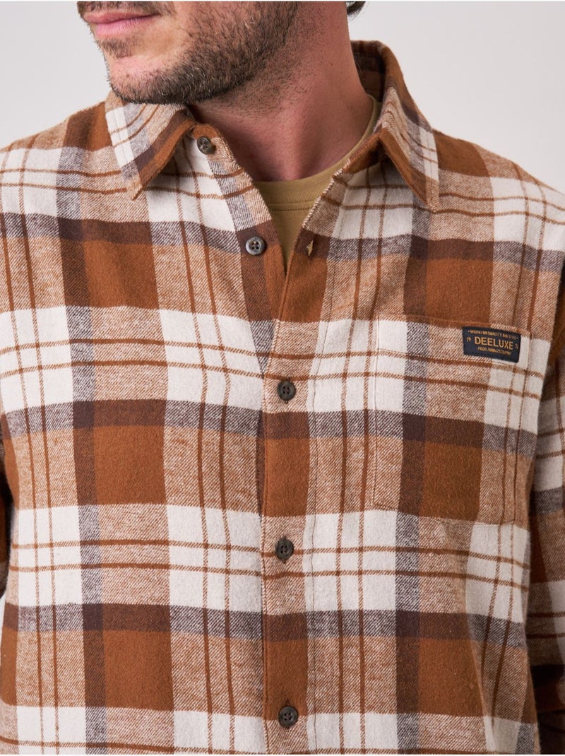 Chemise droite homme à carreaux en 100% coton 'deeluxe' Marron - Kiabi