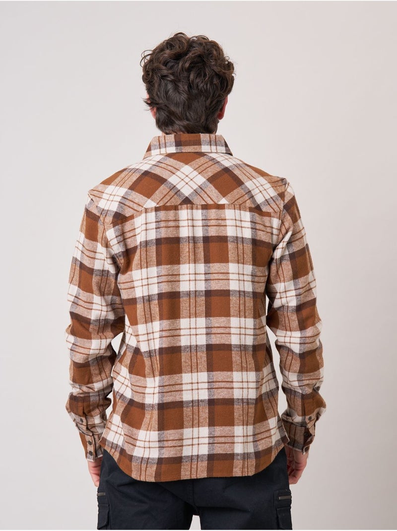 Chemise droite homme à carreaux en 100% coton 'deeluxe' Marron - Kiabi