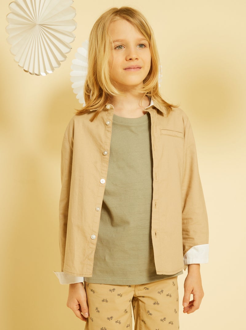 Chemise droite unie Beige - Kiabi