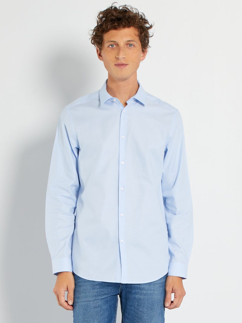 Chemise droite unie bleu ciel - Kiabi