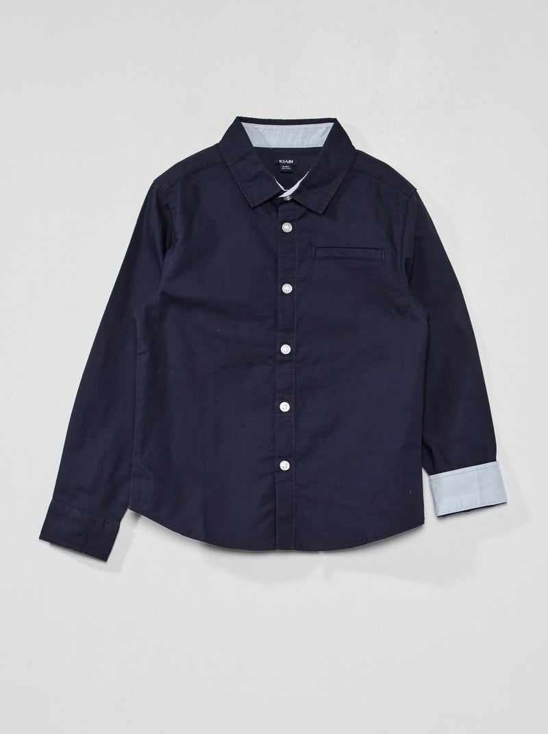 Chemise droite unie bleu marine - Kiabi
