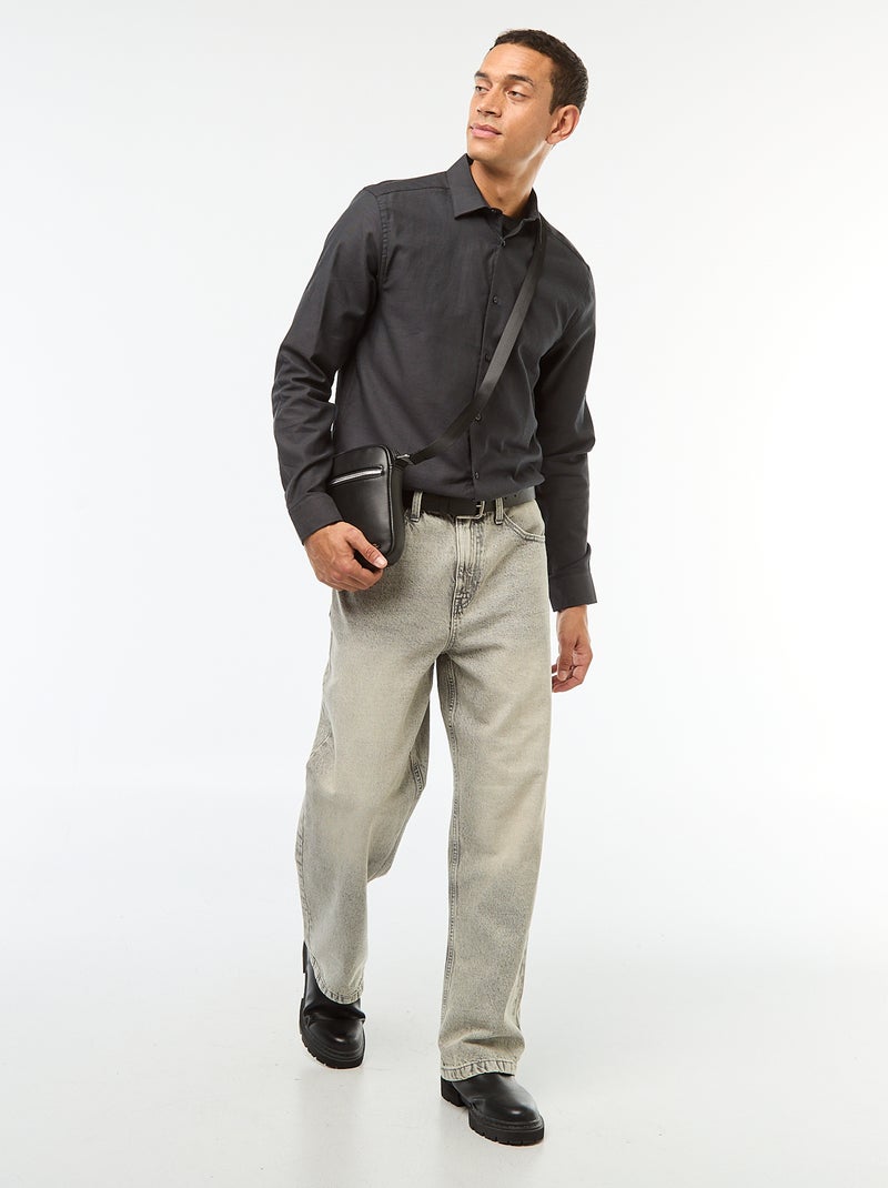 Chemise droite unie Noir - Kiabi