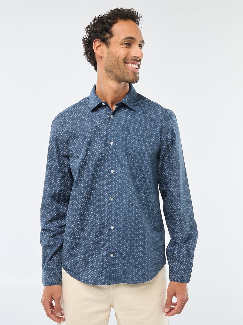 Chemise droite/regular à pois Bleu - Kiabi