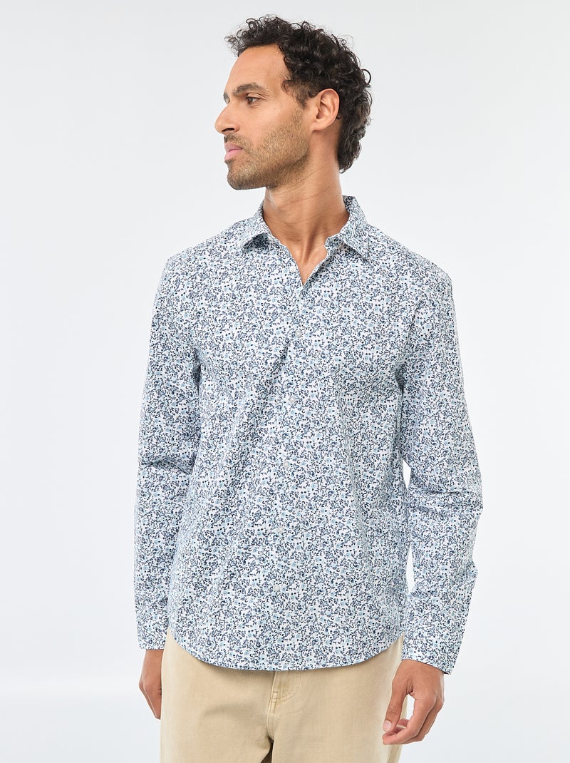 Chemise droite/regular à pois Bleu - Kiabi
