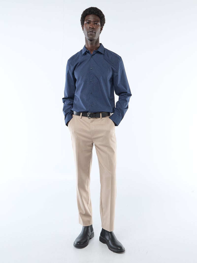 Chemise droite/regular à pois Bleu - Kiabi