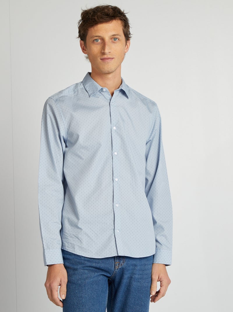 Chemise droite/regular à pois Bleu - Kiabi
