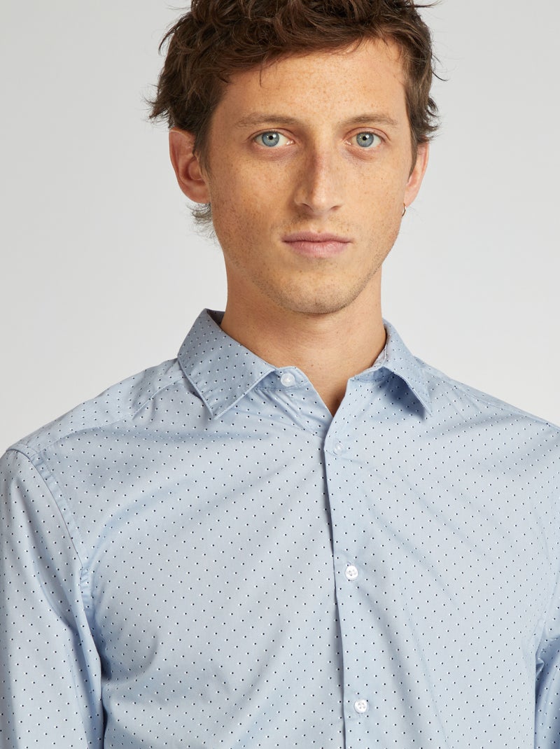 Chemise droite/regular à pois Bleu - Kiabi
