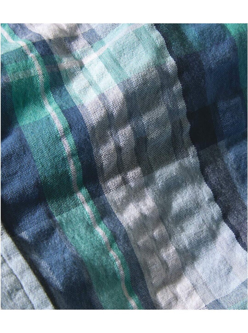 Chemise Effet Gaufré Mykonos   - ATLAS FOR MEN Bleu turquoise - Kiabi