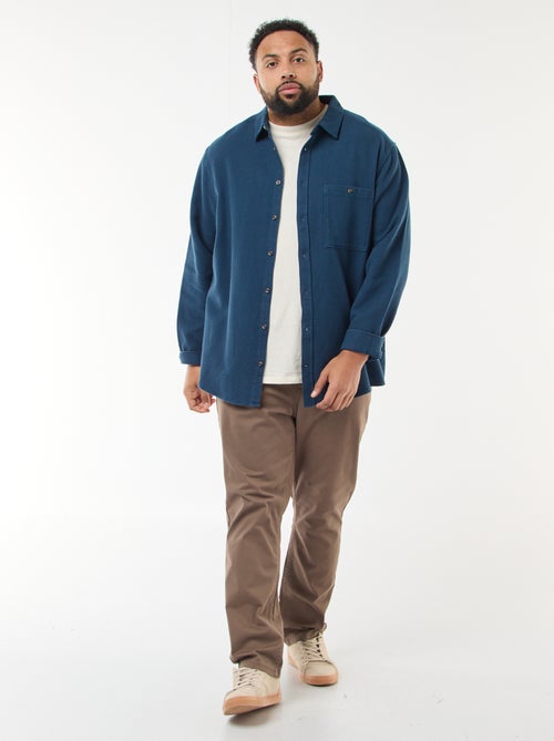 Chemise effet gaufré uni - Kiabi