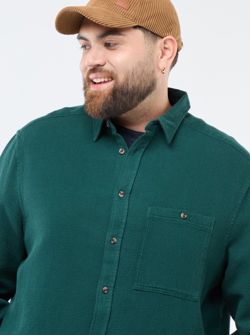 Chemise effet gaufré uni - Kiabi