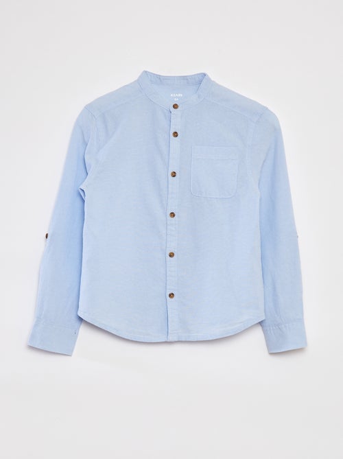 Chemise en chambray à col mao - Kiabi