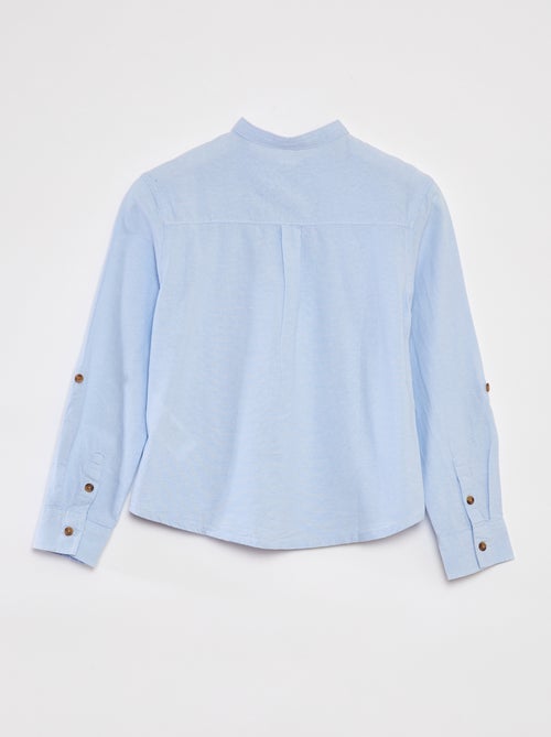 Chemise en chambray à col mao - Kiabi