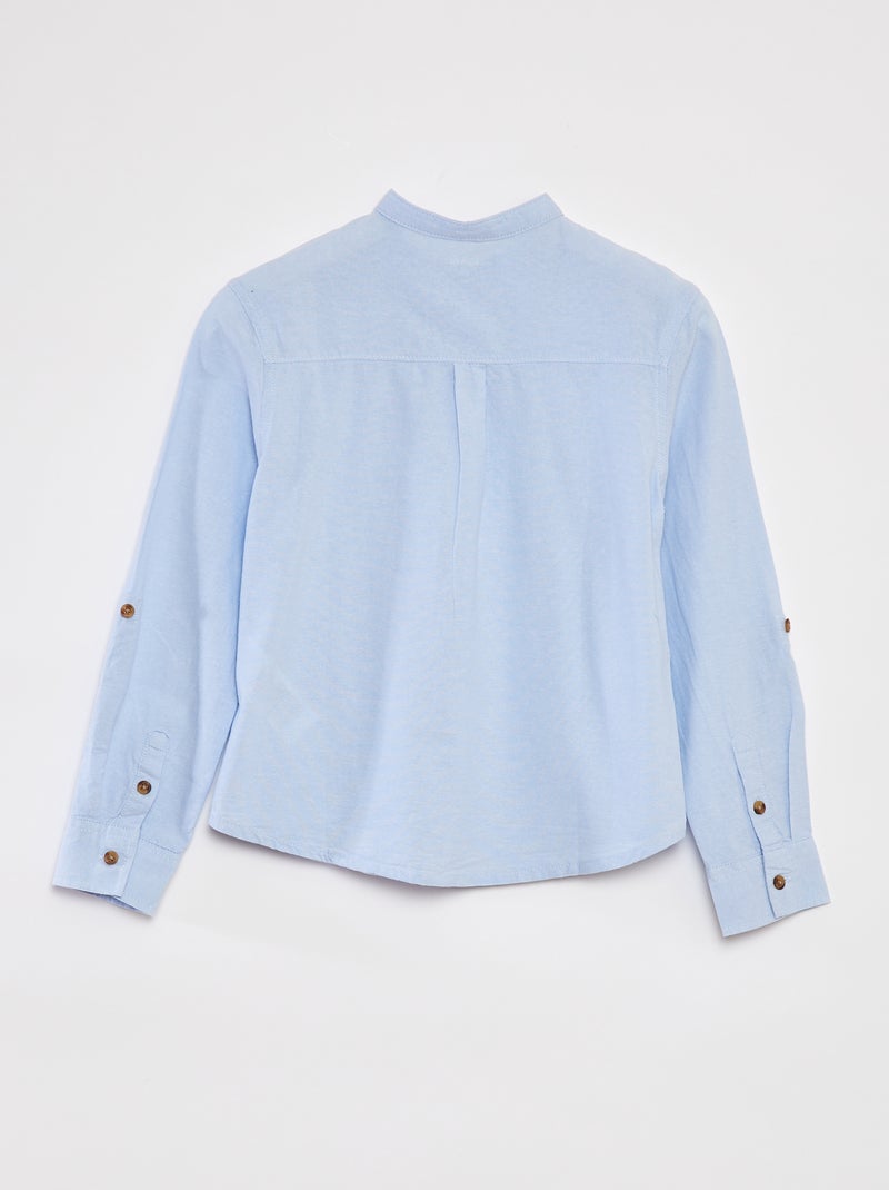Chemise en chambray à col mao BLEU - Kiabi