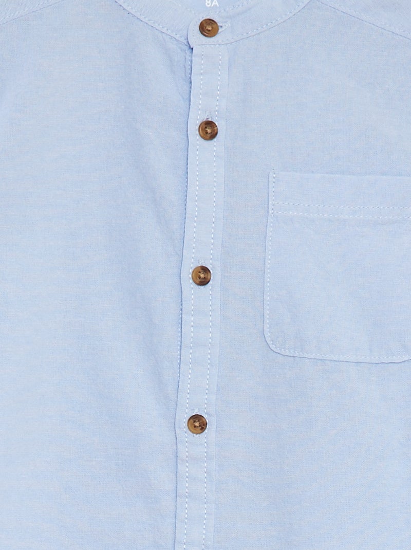 Chemise en chambray à col mao BLEU - Kiabi