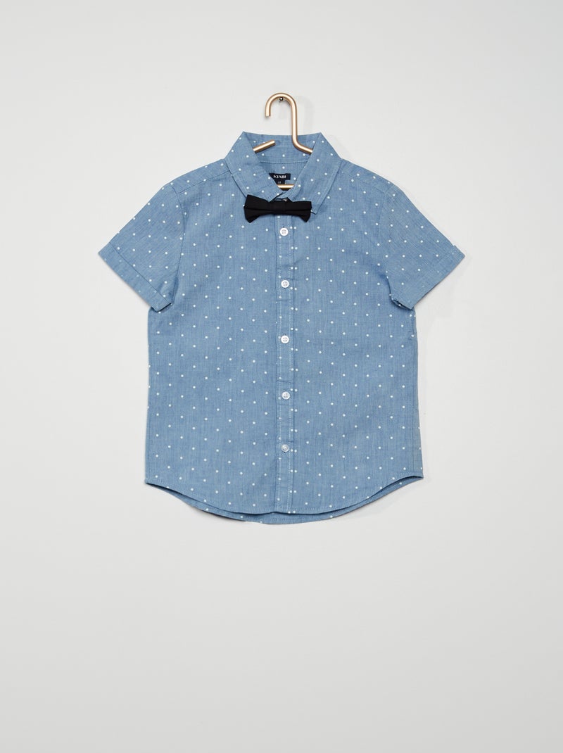 Chemise en chambray avec nœud papillon bleu foncé - Kiabi
