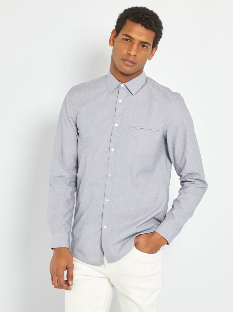 Chemise en chambray gris - Kiabi