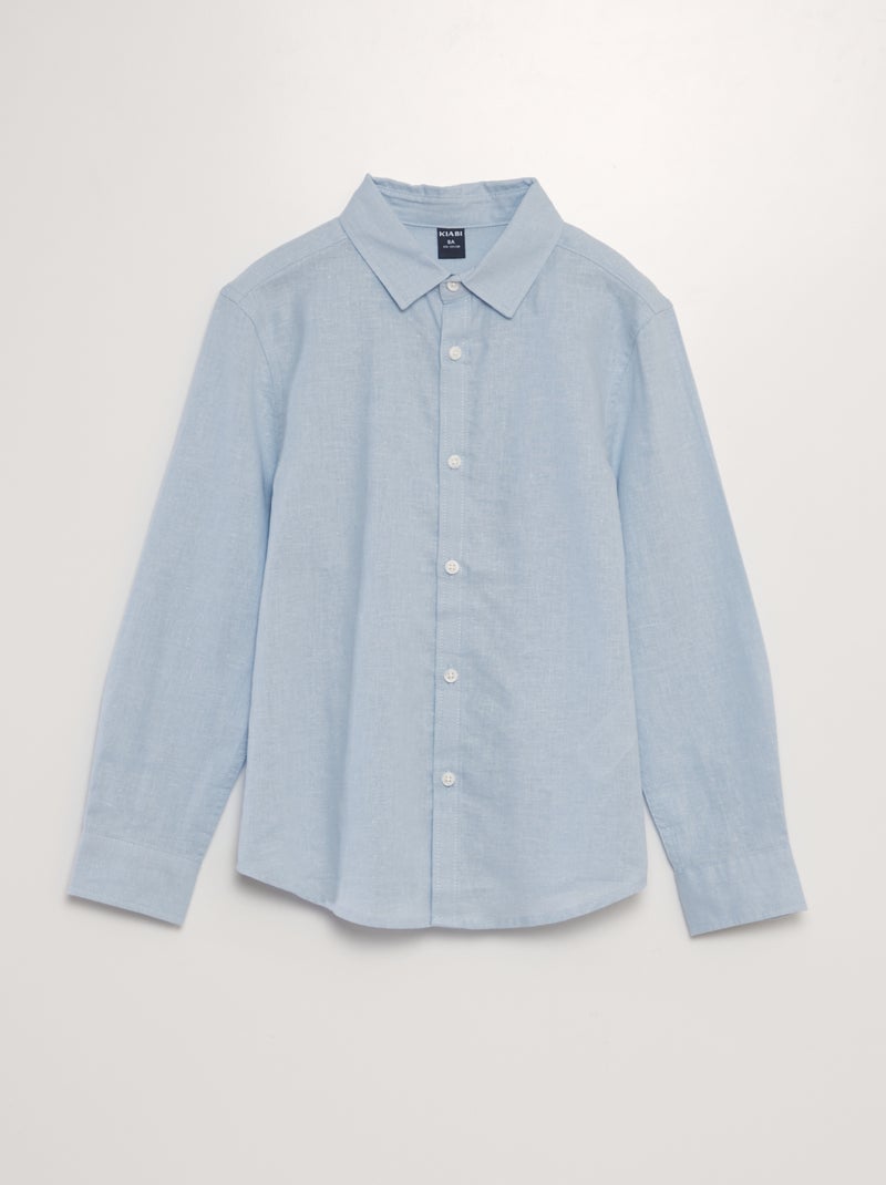 Chemise en chanvre mélangé Bleu - Kiabi