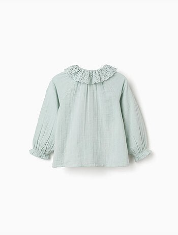 Chemise en coton à broderie anglaise et volants