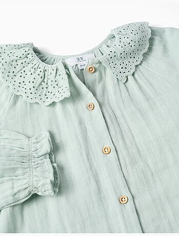 Chemise en coton à broderie anglaise et volants