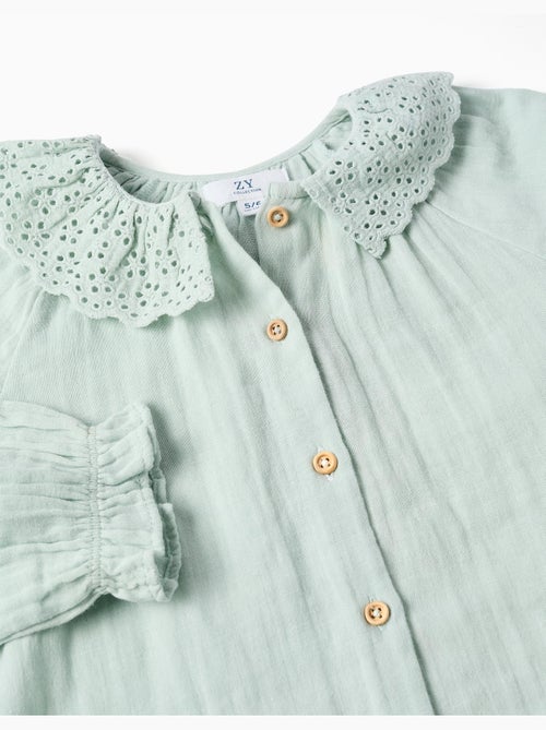 Chemise en coton à broderie anglaise et volants - Kiabi