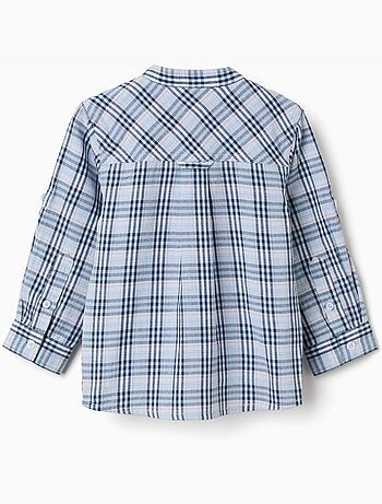 Chemise en coton à carreaux avec manches retroussées B&S