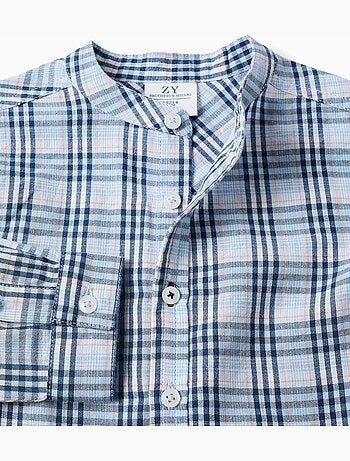 Chemise en coton à carreaux avec manches retroussées B&S