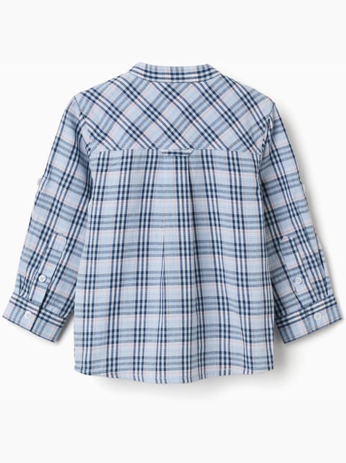 Chemise en coton à carreaux avec manches retroussées B&S - Kiabi